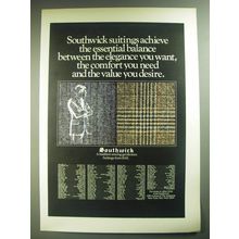1974 Southwick Suits Ad - Southwick suitings achieve the essential balance