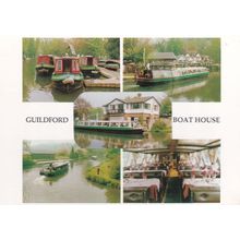 Guildford Surrey Boat House Floating Restaurant Advertising Postcard