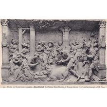 Bas Relief St Nicolas Eglise Troy Battle A Troyes Mural Antique Postcard