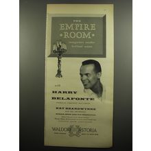 1955 Waldorf Astoria Empire Room Advertisement - Harry Belafonte