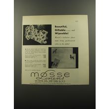 1956 Mosse Linens Ad - Beautiful, giftable.. and wipeable