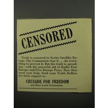 1956 Crusade for Freedom Ad - Censored