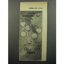 1956 Olga Tritt Jewelry Advertisement - 14 kt gold grandmother's tree pin