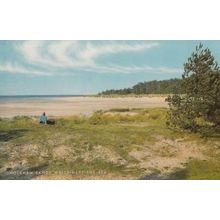 Lady Leaning at Holkham Sands Norfolk 1970s Postcard