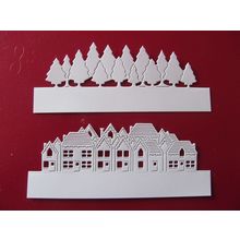 6 x Tattered Lace Die Cuts Houses & Treeline