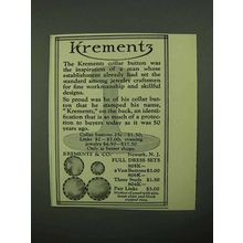 1922 Krementz Collar Buttons Ad