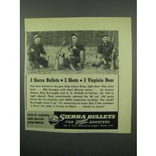 1953 Sierra Bullets Ad - 3 Shots 3 Virginia Deer