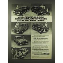 1976 Subaru GF Hardtop, DL Sedan, 4 Wheel Wagon Ad