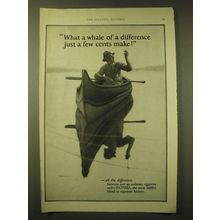 1924 Fatima Cigarettes Ad - Whale of a difference just a few cents make!