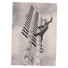 A LINESMAN, c. 1930s.. BRITISH TELECOM Man at work series unused postcard.