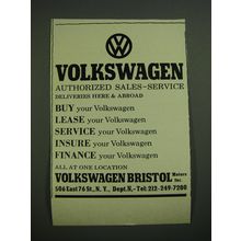 1969 Volkswagen Bristol Motors Ad - Volkswagen authorized sales - service