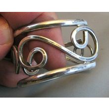 VINTAGE TAXCO 925 Sterling Silver Hammered SCROLL CUFF Bracelet TAXCO MEXICO
