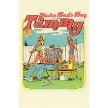 Make Dads Fathers Day Gardening Lawnmower 1970s Girls Comic Postcard