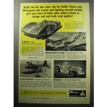 1967 Monogram Models Ad - Lola T-70, Mustang P-51B, Kingfisher and Snake