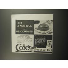 1933 Cox's Gelatine Ad - recipe for Chocolate Mousse - Get a new idea