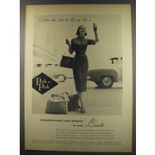 1956 Peck and Peck Fashion Ad - Straightforward and striped: in soft Lanella