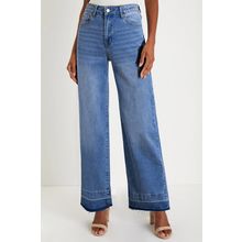 Dusk Blue Raw Hem Unique Cuffs Straight High Rise Loose Jeans