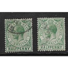 GIBRALTAR 1912-24 GEORGE V WMK MULT CROWN CA ½d X SHADES USED SG76