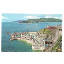 THE LIDO SWIMMING POOL AND DRAKE'S ISLAND, PLYMOUTH unused vintage postcard #