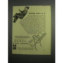 1948 Sebel Stak-a-Bye Armchair Ad - Getting down to it