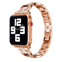 Diamond Encrusted Stainless Steel Strap Watchband For Apple Watch Series, 7 41mm