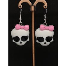 Punk Girl Skull Bow Earrings Halloween Scary Kitsch Kawaii