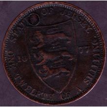 1877 H Jersey 1 Twelth Shilling (1 Penny) Coin