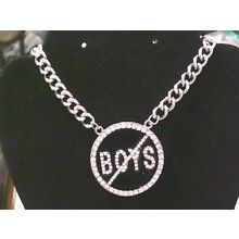 Stone Stud No Boys Black Pendant w/ 5mm 18" Rope Chain Necklace