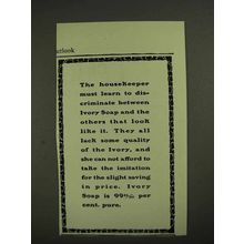 1903 Ivory Soap Ad - Housekeeper Must Discriminate