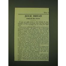 1902 Postum Food Coffee and Grape-Nuts Cereal Ad - Sour bread annoyed the Doctor