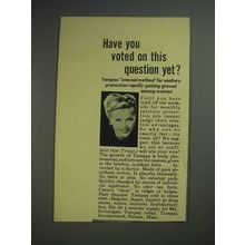 1944 Tampax Tampon Ad - Have You Voted Yet?