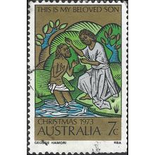 AUSTRALIA, CHRISTMAS, Baptism of Christ, gold & green 1973, 7c, #3