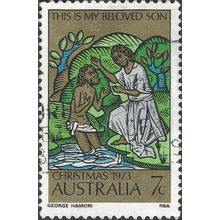 AUSTRALIA, CHRISTMAS, Baptism of Christ, gold & green 1973, 7c, #4