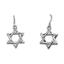 Sterling Silver 6 Point Star of David Dangle Earrings