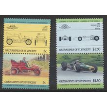 St. Vincent Grenadines Stamps, Automobiles, Mint Never Hinged, 2 Different Pairs