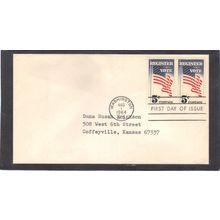 FDC 1249 5c Flag Pair (No Cachet-Typed/A) CV42064