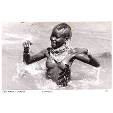 Karamojo Girl Swimming African Nairobi Uganda Real Photo Old Postcard