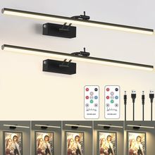 23.6 Inch Picture Light for Wall, 2 Pack 6400Mah Rechargeable Battery Operated P