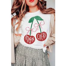 White MON CHERI Cherry Graphic Crewneck T shirt