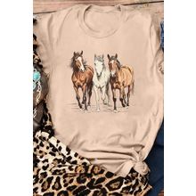 Khaki Gallant Horses Printed Casual T Shirt