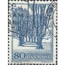 DENMARK, TREES, Nature Conservation, blue 1966, 80ore