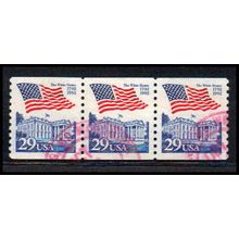 Used 2609 29c U.S. Flag Over White House Very FineStrip of 3 PA3263