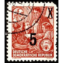 Germany 1954 DDR Five Year Plan Overprint 5Pfg on 8Pfg Used Stamp