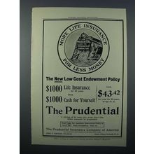 1908 Prudential Insurance Ad - More For Less Money