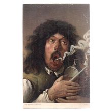 THE SMOKER by Brouwer unused antique postcard by Misch & Co /
