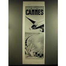 1938 Cannes France Tourism Ad - in French - Soleil Fleurs Sports Cannes