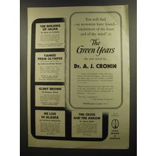 1944 Little, Brown & Co. The Green Years book by Dr. A.J. Cronin Advertisement