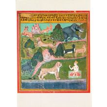 A Princely Saint Amongst Animals Indian Painting Postcard