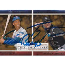 ERNIE BANKS & TROY TULOWITZKI AUTOGRAPH 2012 CUBS & ROCKIES HOF TIMELESS TALENTS