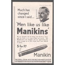 WWII MANIKIN THE SMALL CIGAR : Original Vintage 1943 Advert <> POST FREE <>